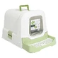 M-Pets Eco Rattan Litter Box – Закритий котячий еко-туалет з вугільним фільтром і висувним лотком; 69х42х41 см (Зелено-білий)
