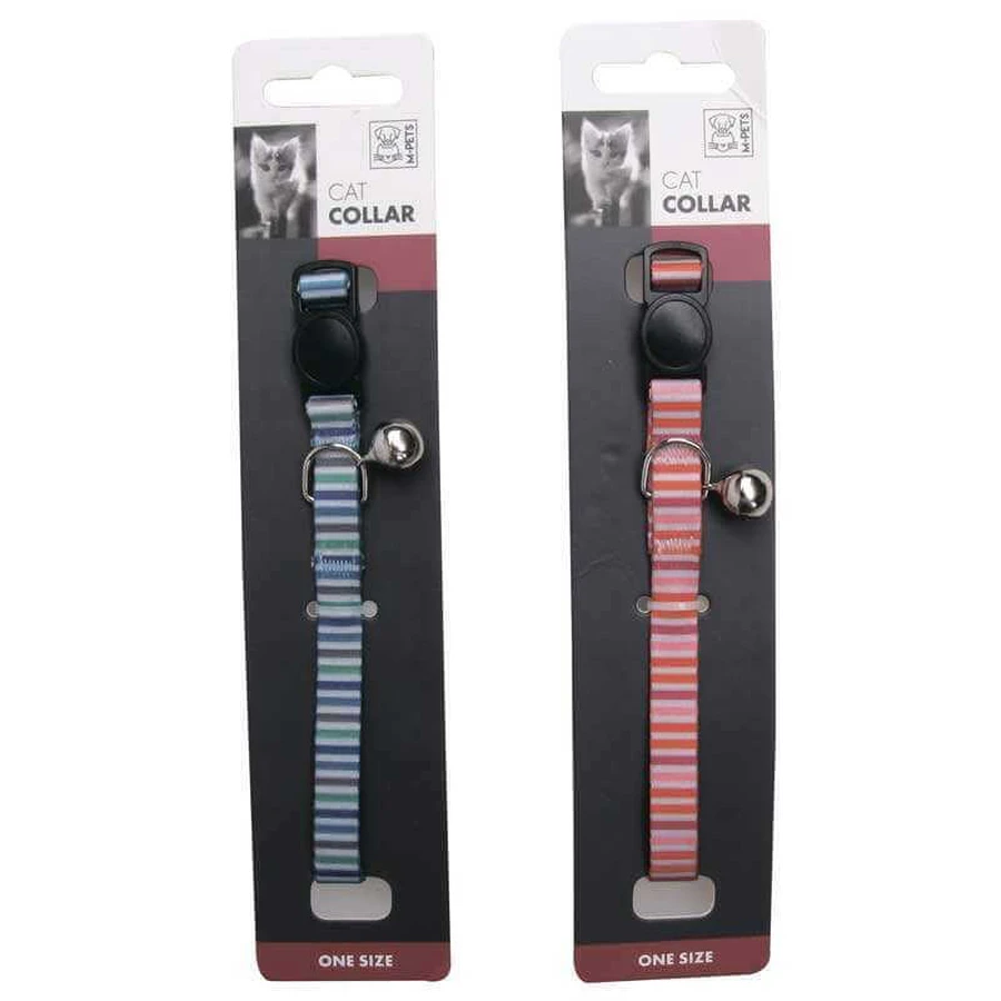 M-Pets Lines Cat Collar - Нашийник з принтом смужки та дзвіночком для котів; 20-30 см (Кольори в асортименті): ціни та характеристики