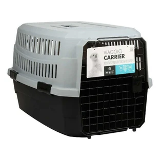 M-Pets Viaggio Carrier-XS-S IATA - Пластикова переноска для котів і собак маленьких порід; 58,4x38,7x33 см (Сірий / Чорний)