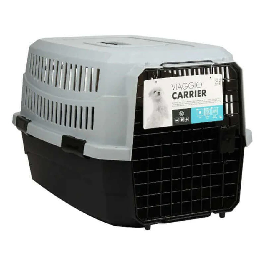 M-Pets Viaggio Carrier-XS-S IATA - Пластикова переноска для котів і собак маленьких порід; 58,4x38,7x33 см (Сірий / Чорний): ціни та характеристики