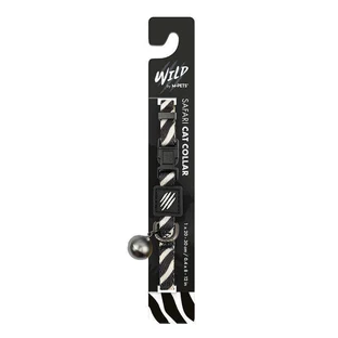 M-Pets Wild Safari Cat Collar - Регульований нашийник з принтом сафарі та дзвіночком для котів; 1х20-30 см (Чорний / Білий)
