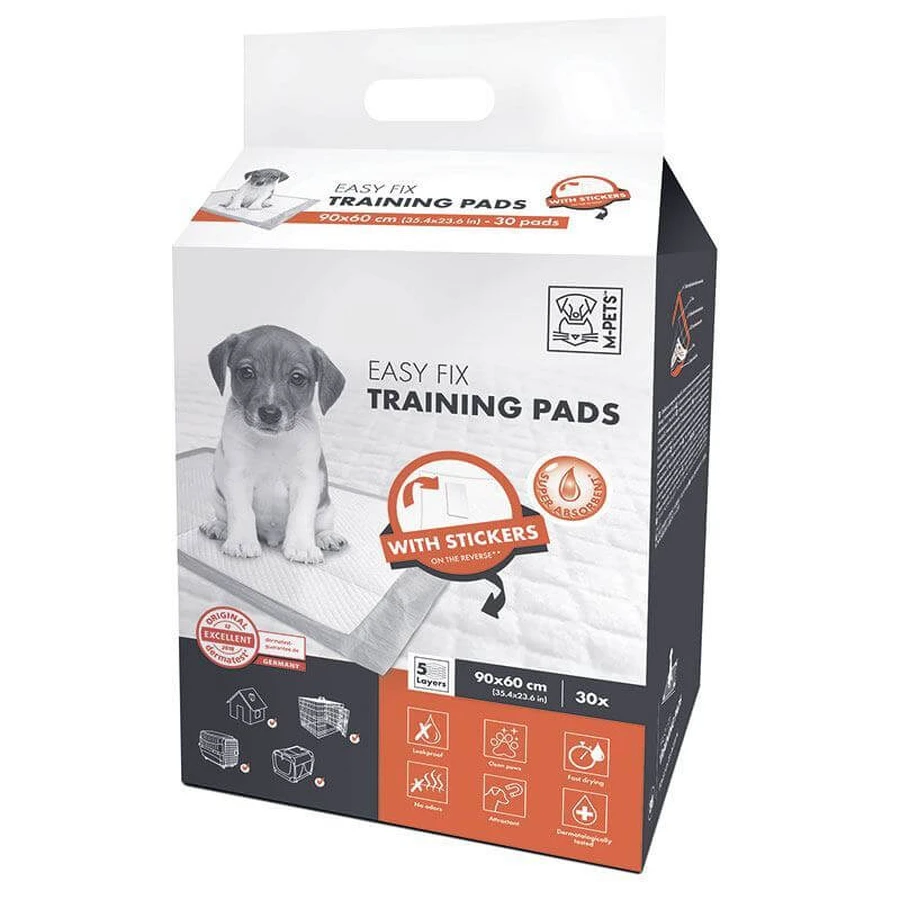 M-Pets (М-Петс) Easy Fix Training Pads – Пелюшки для привчання цуценят до туалету з клейкими стікерами для фіксації; 90х60 см / 30 шт.: ціни та характеристики