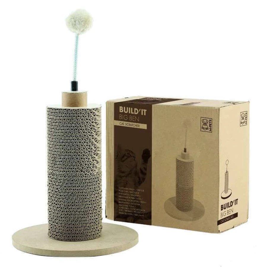 M-Pets (М-Петс) Build'it Big Ben Cat Scratcher - Картонная когтеточка Биг Бен с мягкой игрушкой; 26х26х50,2 см: цены и характеристики