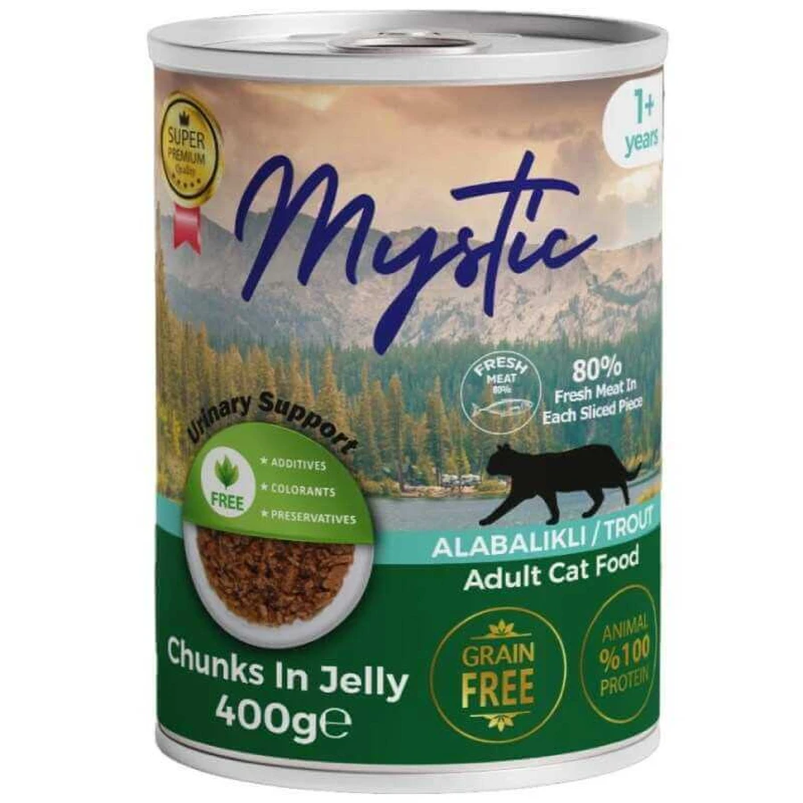 Mystic Jelly - Консервированный корм кусочки форели в желе для котов; 400 г: цены и характеристики
