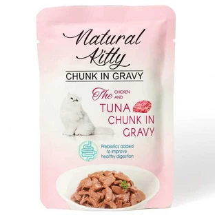 Natural Kitty Chunk in Gravy Chicken and Tuna - Вологий корм шматочки курки та тунця в соусі для котів; 85 г