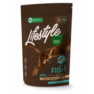 Nature's Protection Lifestyle Grain Free White Fish Adult Cat – Сухой беззерновой корм с белой рыбой для взрослых кошек; 400 г
