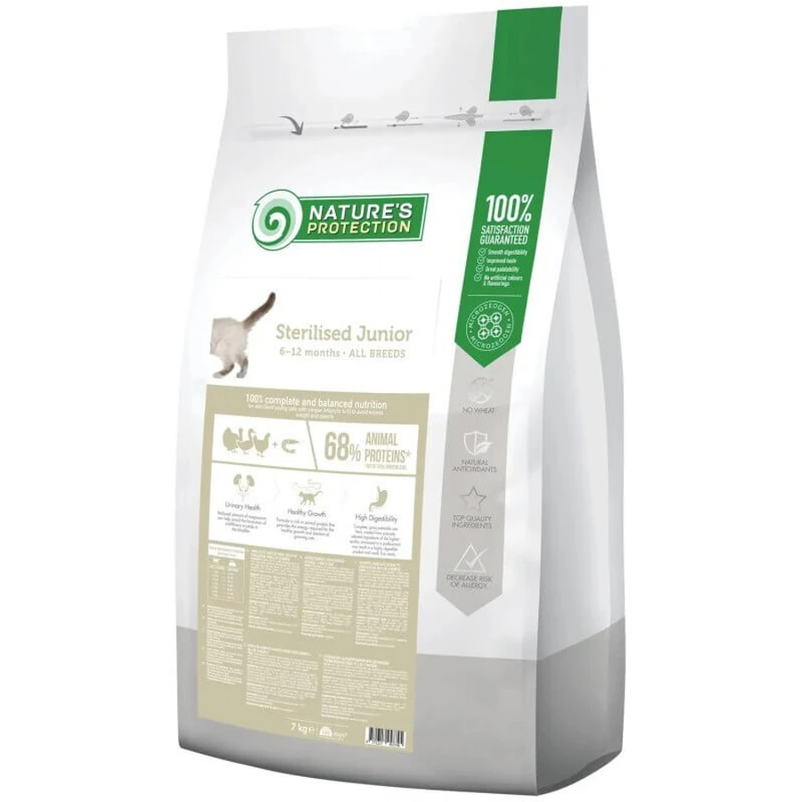 Nature's Protection Sterilised Junior Poultry with krill - Сухой корм для растущих котят после стерилизации; 7 кг: цены и характеристики
