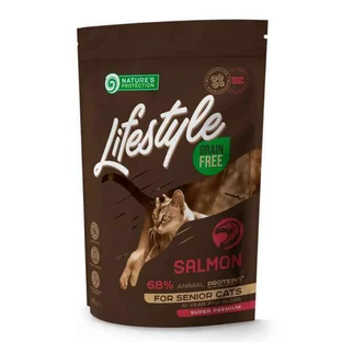 Nature's Protection Lifestyle Grain Free Salmon Senior Cats – Сухий беззерновий корм з лососем для котів похилого віку; 400 г