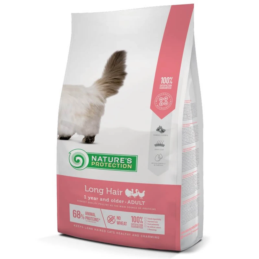 Nature's Protection Long hair Adult - Сухий корм з птицею для довгошерстих кішок; 2 кг: ціни та характеристики