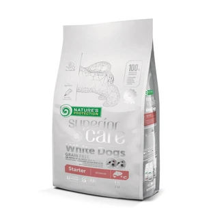 Nature's Protection Superior Care White Dogs Grain Free Starter All Breeds – Сухий корм з м'ясом лосося для цуценят і юніорів всіх порід з білим забарвленням шерсті; 10 кг