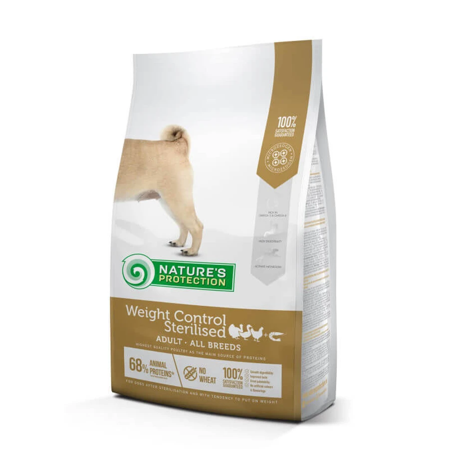 Nature's Protection Weight Control Sterilised Adult All Breeds – Сухий корм для дорослих собак всіх порід після стерилізації схильних до повноти; 4 кг: ціни та характеристики