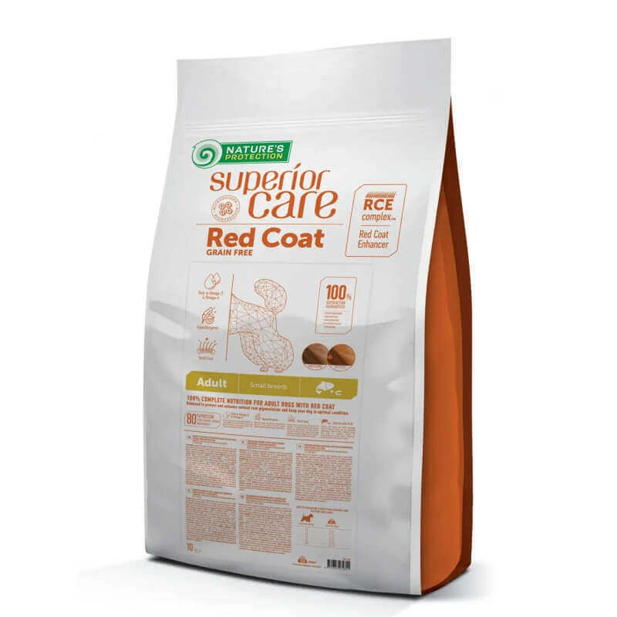 Nature's Protection Red Coat Grain Free Adult Small Breeds Salmon – Сухой беззерновой корм с лососем для взрослых собак мелких пород с рыжим окрасом шерсти; 10 кг: цены и характеристики