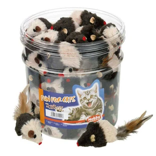 Nobby Toy Box - Іграшка Плюшева мишка з дзвіночком для котів; 7 см / 1 шт. (Коричнево-білий)