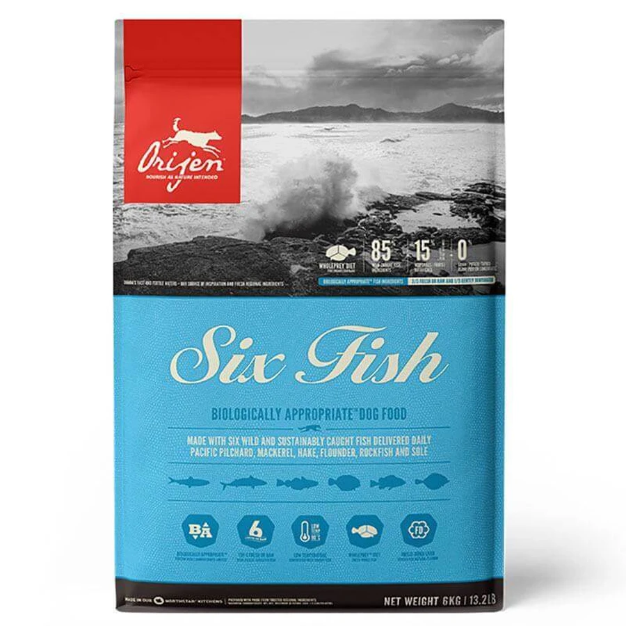 Orijen Six Fish Dog - Сухий корм з м'яса 6-ти видів риби для собак всіх порід і всіх стадій життя; 6 кг: ціни та характеристики