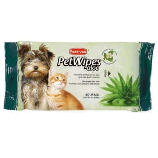 Padovan (Падован) Pet Wipes Aloe - Очищающие салфетки с алоэ и ароматом зеленого чая для собак, кошек и грызунов; 40 шт./уп.