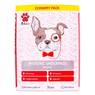 Petino (Петіно) Hygienic Underpads - Одноразові багатошарові пелюшки для привчання цуценят до туалету; 60х60 см / 30 шт.