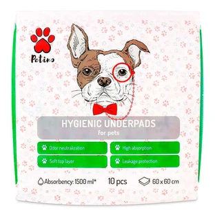 Petino (Петіно) Hygienic Underpads - Одноразові багатошарові пелюшки для привчання цуценят до туалету; 60х60 см/ 10 шт.