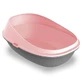 Petmax (Петмакс) Cat Toilet Pop Up Plus – Туалет открытый для котов с высокими бортами и сеткой; 57х39х27 см (Серо-розовый)