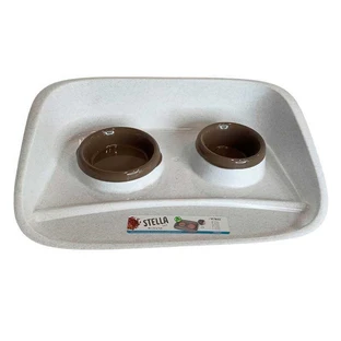 Petmax (Петмакс) Stella – Миски для домашніх тварин на таці; 250 / 300 мл (Сірий / Коричневий)