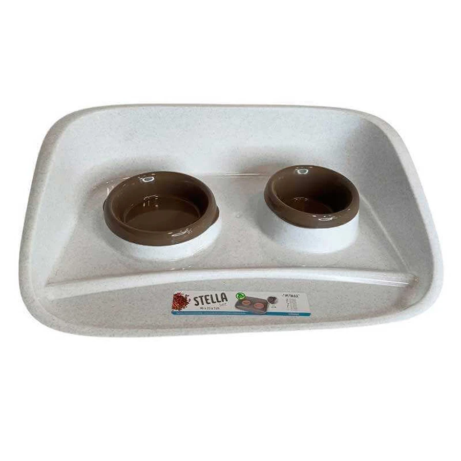 Petmax (Петмакс) Stella – Миски для домашніх тварин на таці; 250 / 300 мл (Сірий / Коричневий): ціни та характеристики