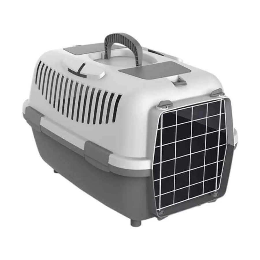 Petmax (Петмакс) Nomade Lux 2 Metal Door - Переноска для собак малых пород и котов весом до 8 кг с металлической дверью; 55х36х35 см (Светло-серый / Темно-серый): цены и характеристики