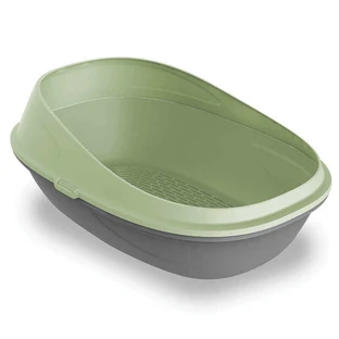 Petmax (Петмакс) Cat Toilet Pop Up Plus – Туалет відкритий для котів з високими бортами та сіткою; 57х39х27 см (Сіро-зелений)