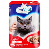 PreVital with Beef in Jelly - Влажный корм с говядиной для взрослых кошек; 100 г
