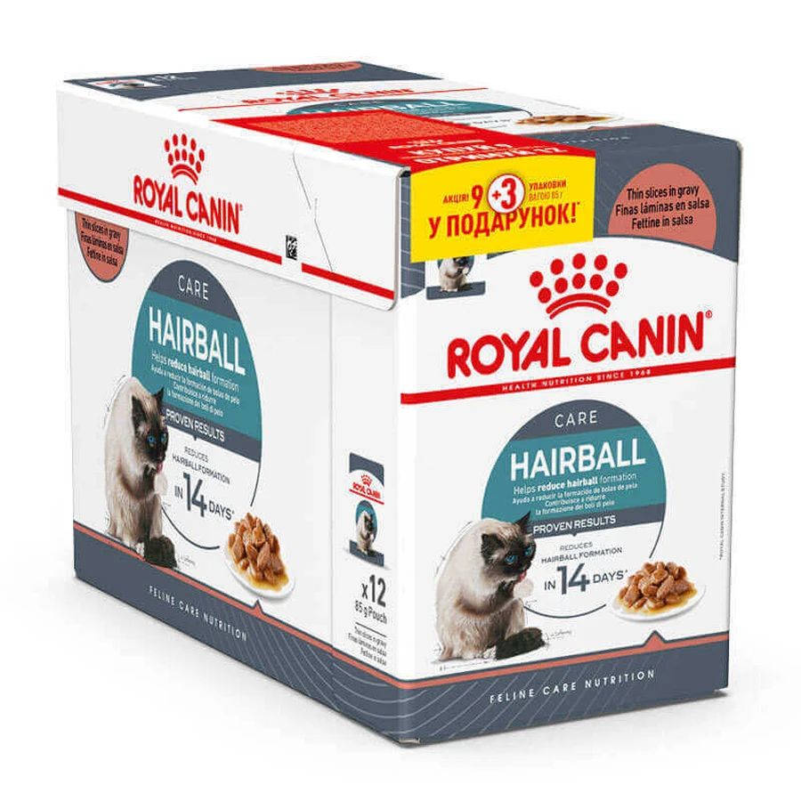 Royal Canin (Роял Канін) Hairball Care - Консервований корм для дорослих котів (шматочки в соусі); 9+3 (85 г): ціни та характеристики