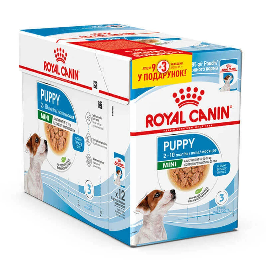 Royal Canin Mini Puppy - Консервированный корм для щенков мелких пород (кусочки в соусе); 9+3 (85 г): цены и характеристики