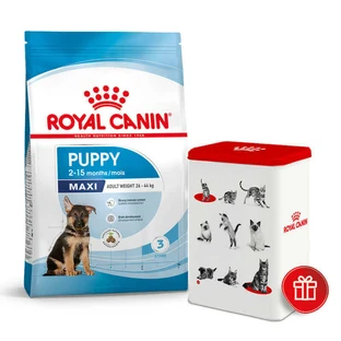 Royal Canin Maxi Puppy - Сухой корм для щенков от 2 до 15 месяцев; 4 кг + Container