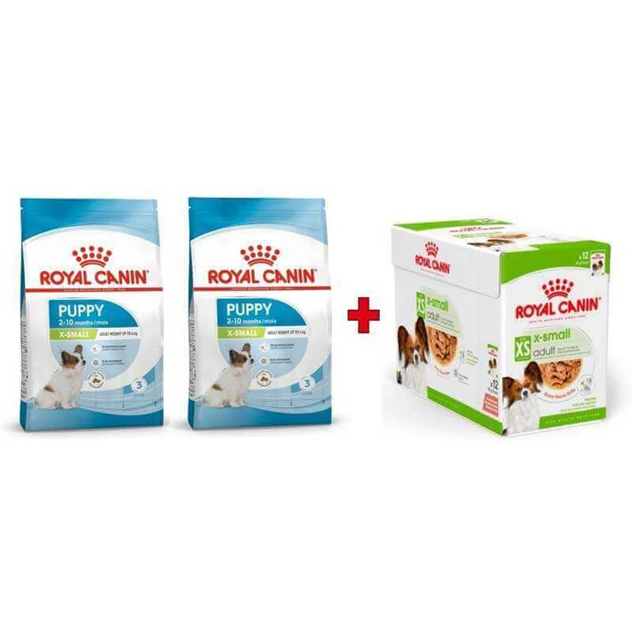 Royal Canin X-Small Puppy - Сухий корм для мініатюрних цуценят віком від 2 до 10 місяців; 3 кгх2 + 12 (85 г): ціни та характеристики