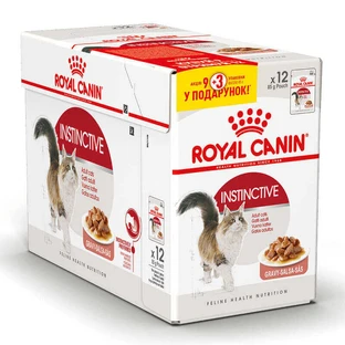 Royal Canin Instinctive - Консервированный корм для взрослых кошек (кусочки в соусе); 9+3х85 г