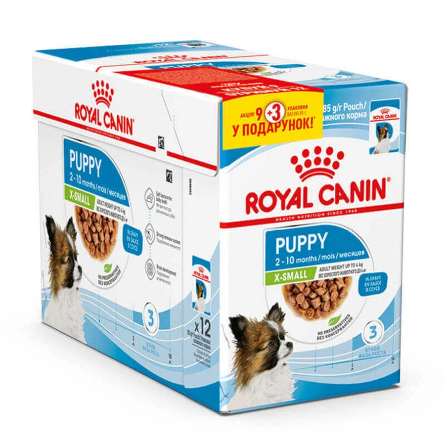Royal Canin Puppy X-Small - Консервований корм для цуценят мініатюрних порід (шматочки в соусі); 9+3 (85 г): ціни та характеристики