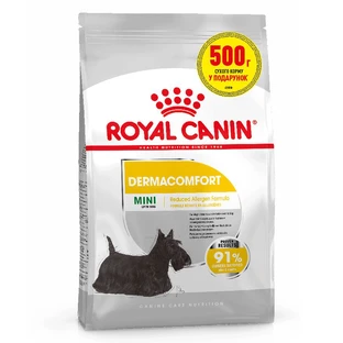 Royal Canin (Роял Канін) Mini Dermacomfort - Сухий корм для собак з чутливою шкірою, схильною до подразнень та свербіння; 2,5 кг + 500 г