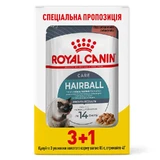 Royal Canin (Роял Канин) Hairball Care - Консервированный корм для взрослых котов (кусочки в соусе); 3+1 шт.
