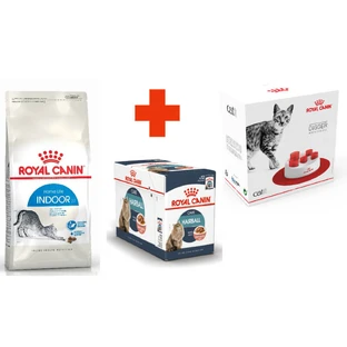 Royal Canin Indoor - Сухой корм с птицей для домашних кошек; 2 кг + 12(85 г) + Feeder