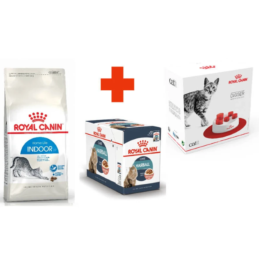 Royal Canin Indoor - Сухой корм с птицей для домашних кошек; 2 кг + 12(85 г) + Feeder: цены и характеристики