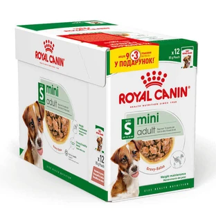 Royal Canin Mini Adult - Консервований корм для собак дрібних порід (шматочки в соусі); 9+3х85 г