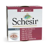 Schesir Tuna with Dentex - Консервований корм з тунцем та зубаном для дорослих котів (шматочки у желе); 85 г