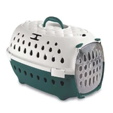 Stefanplast (Стефанпласт) Travel Chic Pet Carrier - Пластикова переноска для маленьких собак, котів і гризунів; 50х34,5х32 см (Білий / Смарагдовий)
