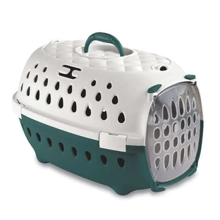 Stefanplast (Стефанпласт) Travel Chic Pet Carrier - Пластикова переноска для маленьких собак, котів і гризунів; 50х34,5х32 см (Білий / Смарагдовий)