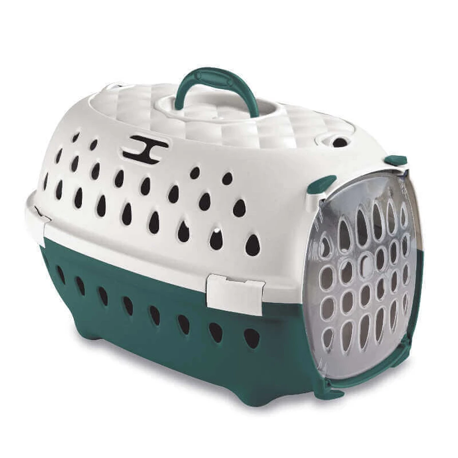 Stefanplast (Стефанпласт) Travel Chic Pet Carrier - Пластикова переноска для маленьких собак, котів і гризунів; 50х34,5х32 см (Білий / Смарагдовий): ціни та характеристики