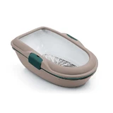 Stefanplast (Стефанпласт) Furba Chic - Туалет відкритий з високими бортами для котів; 59х39х22 см (Бежевий / Смарагдовий)