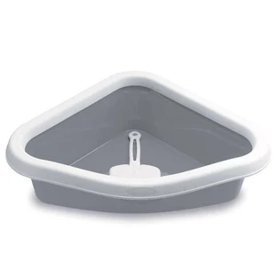Stefanplast (Стефанпласт) Sprint Corner - Туалет для котов угловой, с лопаткой; 40x56x14 см (Серый)