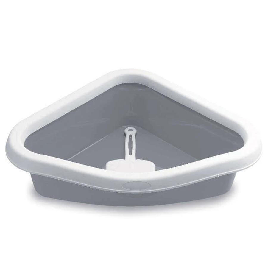 Stefanplast (Стефанпласт) Sprint Corner - Туалет для котов угловой, с лопаткой; 40x56x14 см (Серый): цены и характеристики