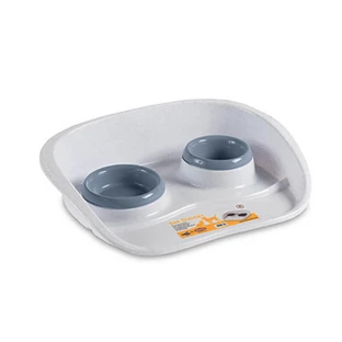 Stefanplast (Стефанпласт) Set dinner - Подвійні миски на підставці для собак і котів; 250 / 300 мл (Синьо-сталевий)