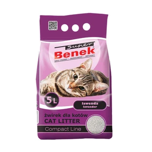 Super Benek (Супер Бенек) Compact Line Lavender – Бентонитовый наполнитель Компактный для кошачьего туалета с ароматом лаванды; 5 л