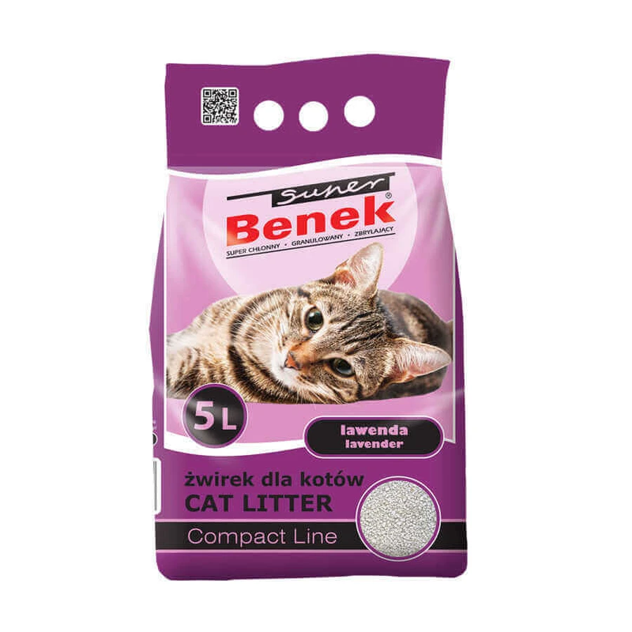 Super Benek (Супер Бенек) Compact Line Lavender – Бентонитовый наполнитель Компактный для кошачьего туалета с ароматом лаванды; 5 л: цены и характеристики