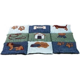 Trixie (Трикси) Patchwork Cushion - Лежак из флиса с собачками для собак; 80х55 см (Зелено-голубой)