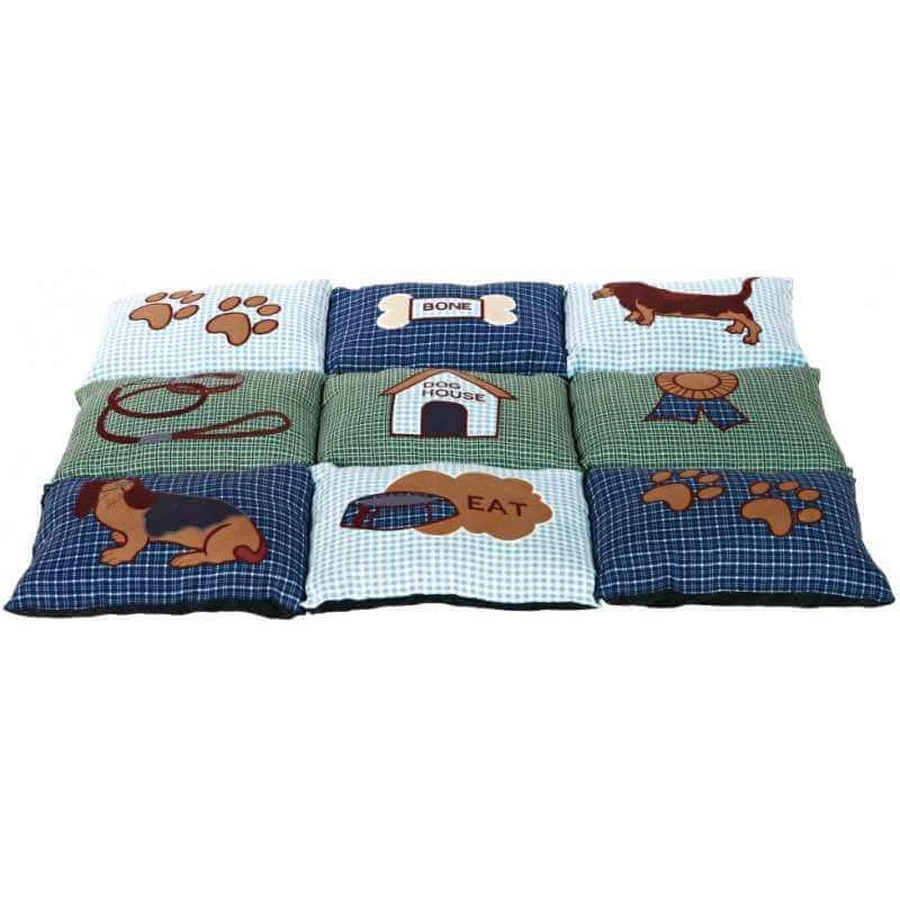 Trixie (Трикси) Patchwork Cushion - Лежак из флиса с собачками для собак; 80х55 см (Зелено-голубой): цены и характеристики